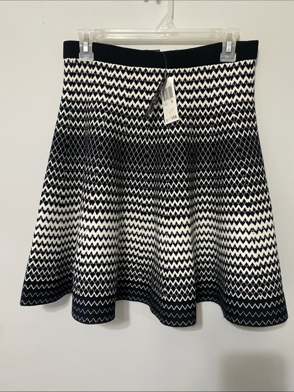 Chelsea & Theodore Black and White Chevron Skater Skirt